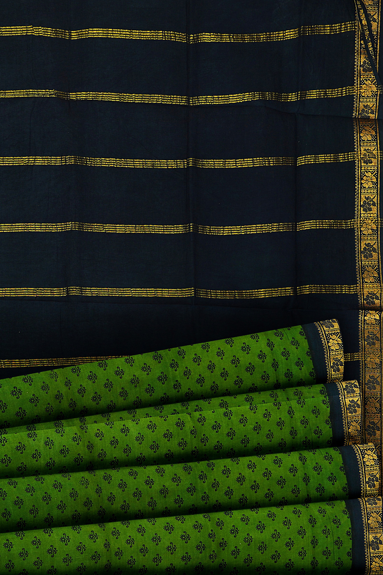 sri kumaran stores madurai cotton green saree with green border 4