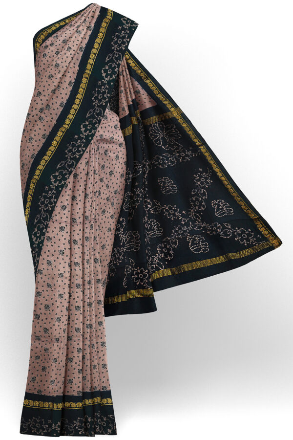 sri kumaran stores madurai cotton light brown saree with black border 1