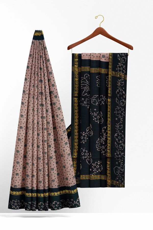 sri kumaran stores madurai cotton light brown saree with black border 2