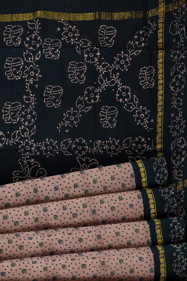 sri kumaran stores madurai cotton light brown saree with black border 4