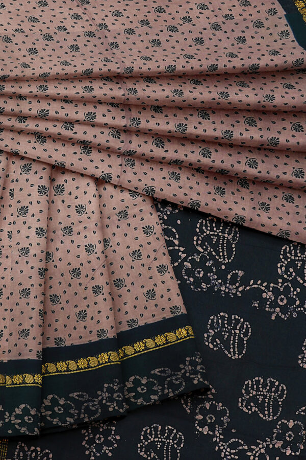 sri kumaran stores madurai cotton light brown saree with black border 5