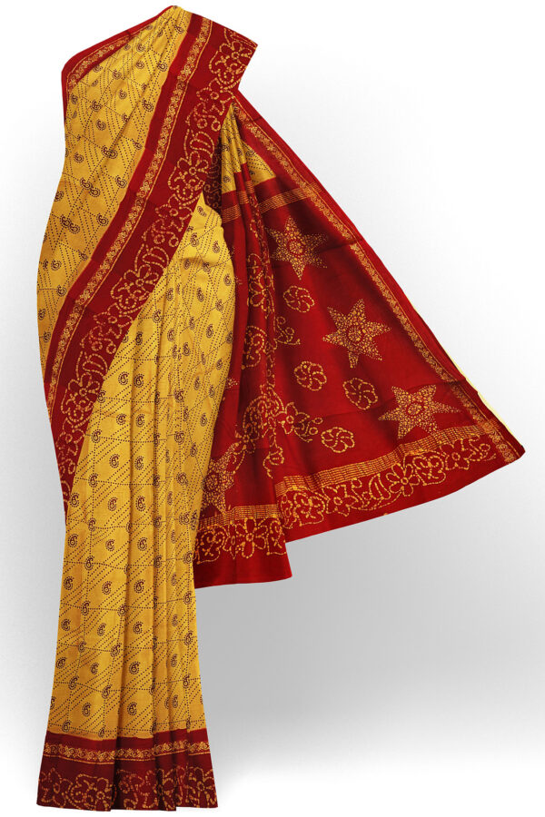 sri kumaran stores madurai cotton mustard yellow saree with red border 1