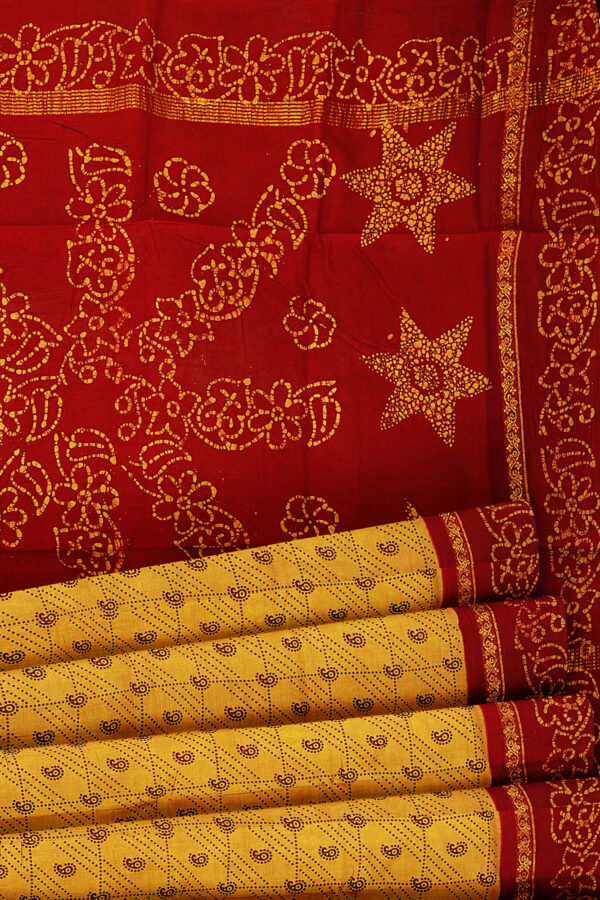 sri kumaran stores madurai cotton mustard yellow saree with red border 4