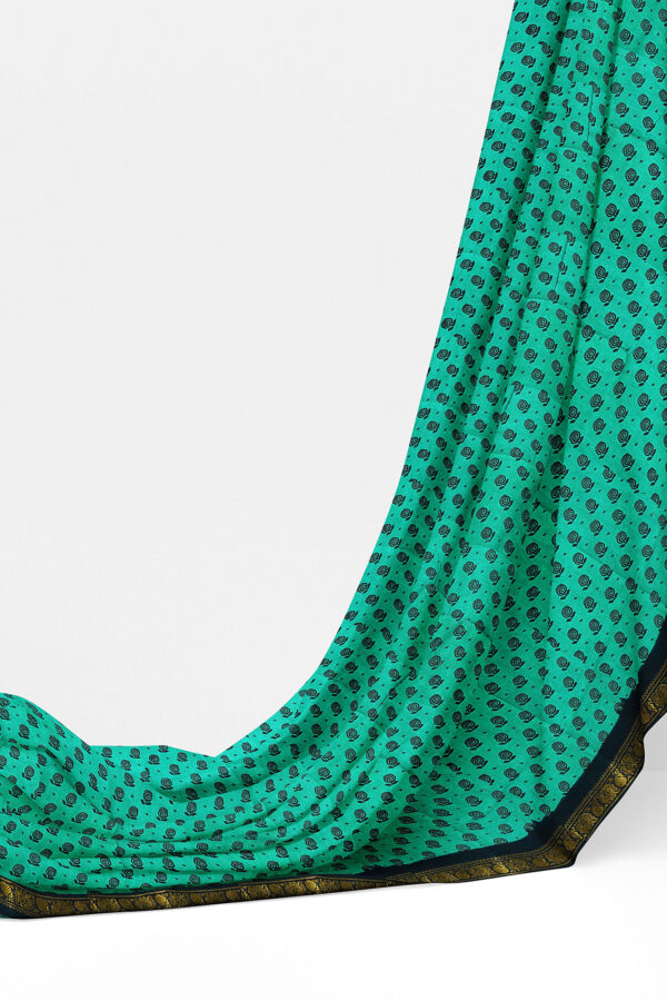 sri kumaran stores madurai cotton turquoise blue saree with black border 3