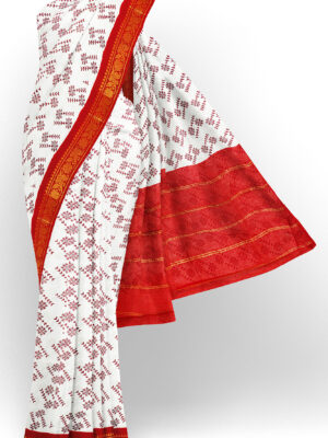 sri kumaran stores madurai cotton white saree with red border 1