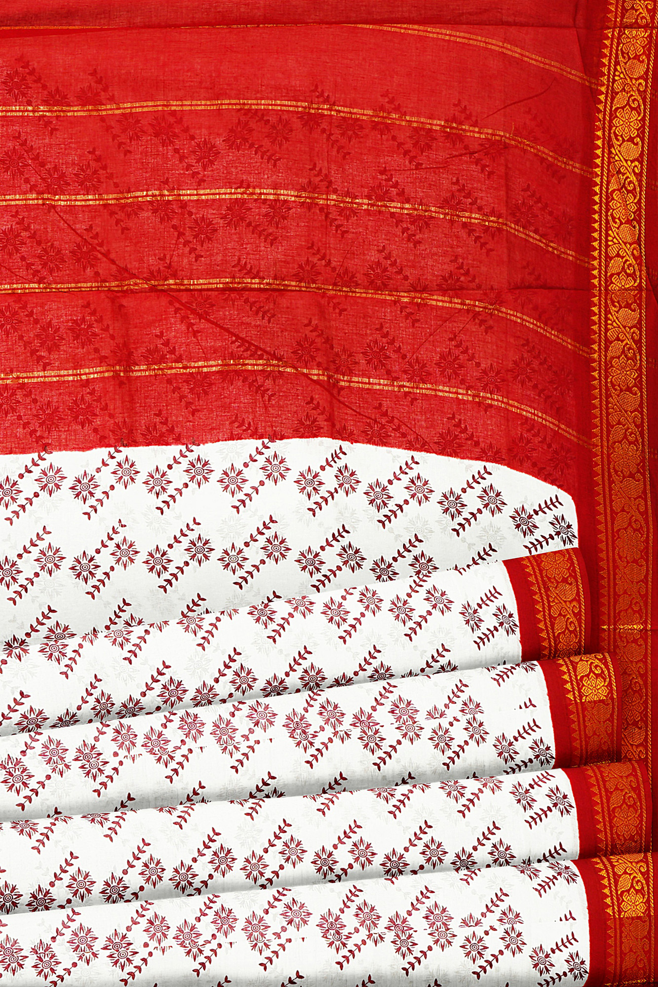 sri kumaran stores madurai cotton white saree with red border 4