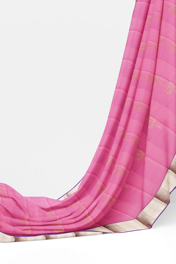 sri kumaran stores semi silk cotton baby pink saree with golden border 3