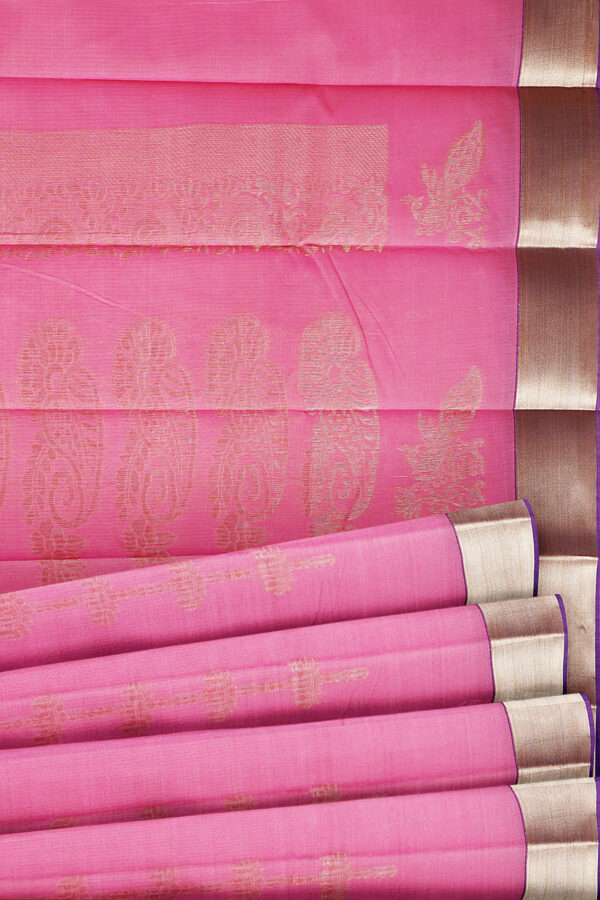 sri kumaran stores semi silk cotton baby pink saree with golden border 4