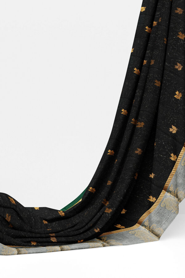 sri kumaran stores semi silk cotton black saree with silver colour border 3