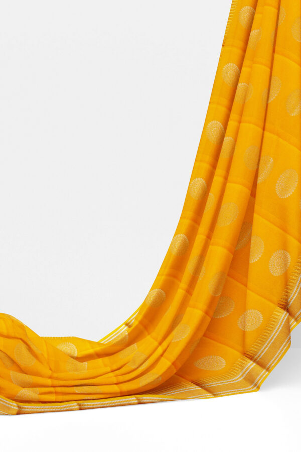 sri kumaran stores semi silk cotton bright yellow saree with golden border 3