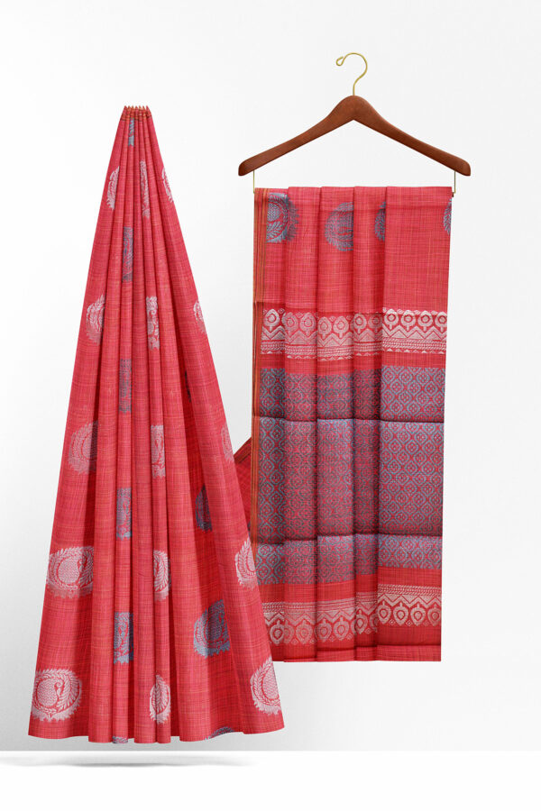 sri kumaran stores semi silk cotton dark pink saree with dark pink border 2