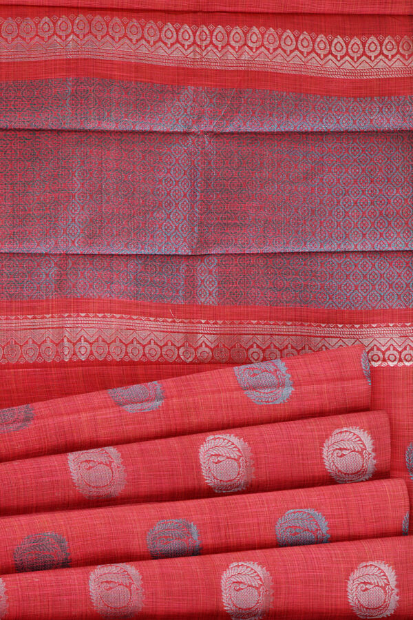sri kumaran stores semi silk cotton dark pink saree with dark pink border 4