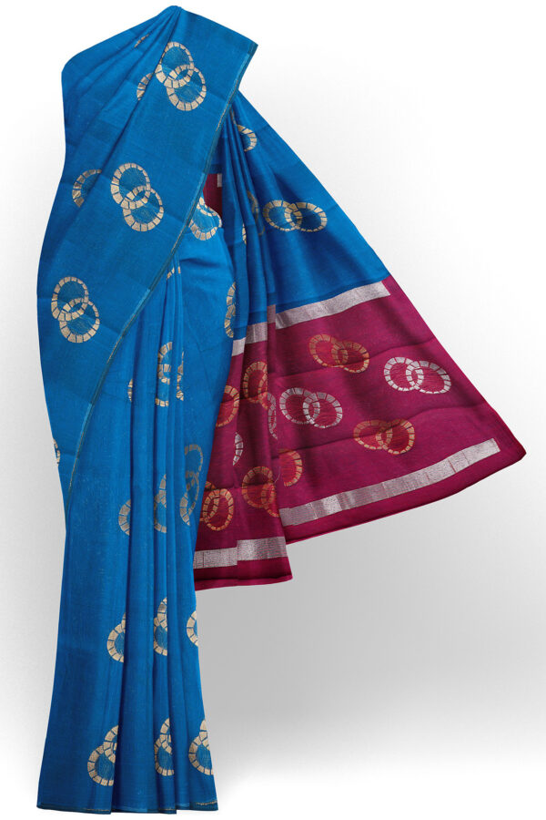 sri kumaran stores semi silk cotton denim blue saree with denim blue border 1