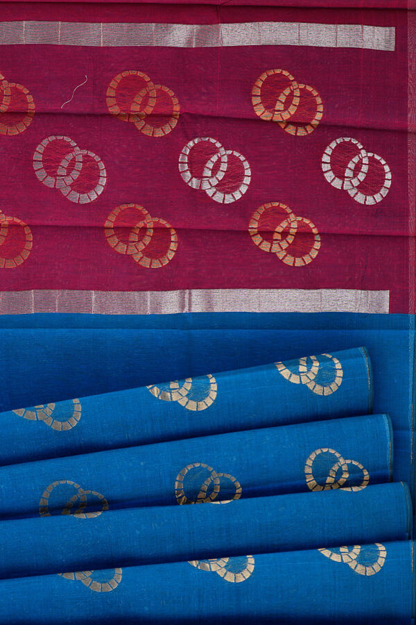 sri kumaran stores semi silk cotton denim blue saree with denim blue border 4