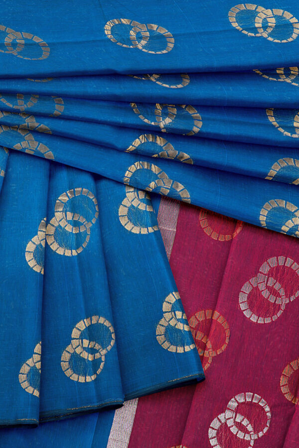 sri kumaran stores semi silk cotton denim blue saree with denim blue border 5