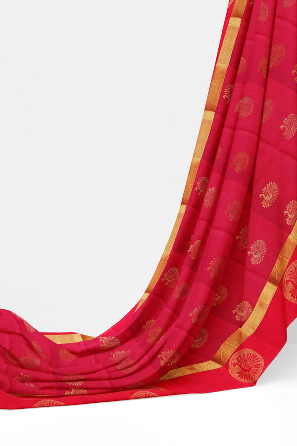 sri kumaran stores semi silk cotton pink saree with golden red border 3