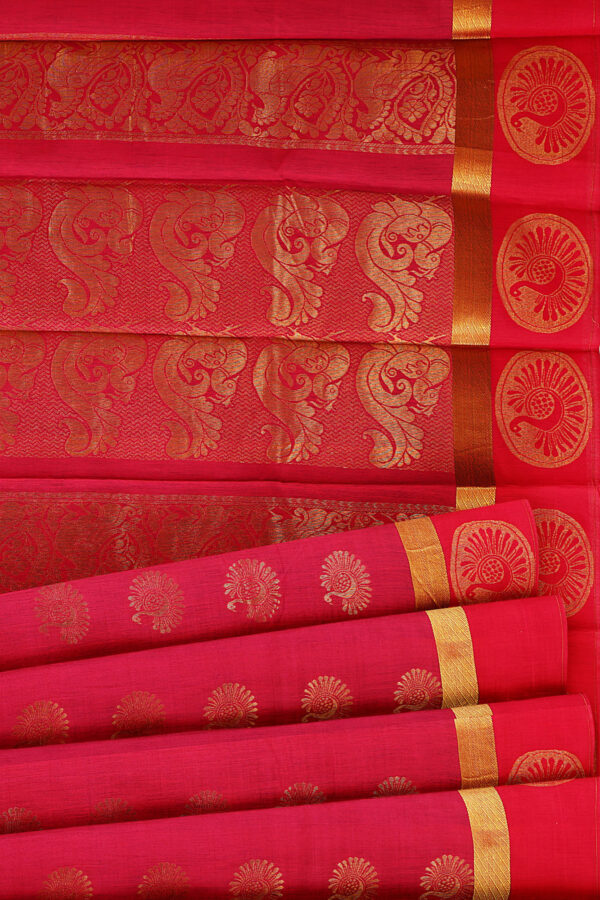 sri kumaran stores semi silk cotton pink saree with golden red border 4