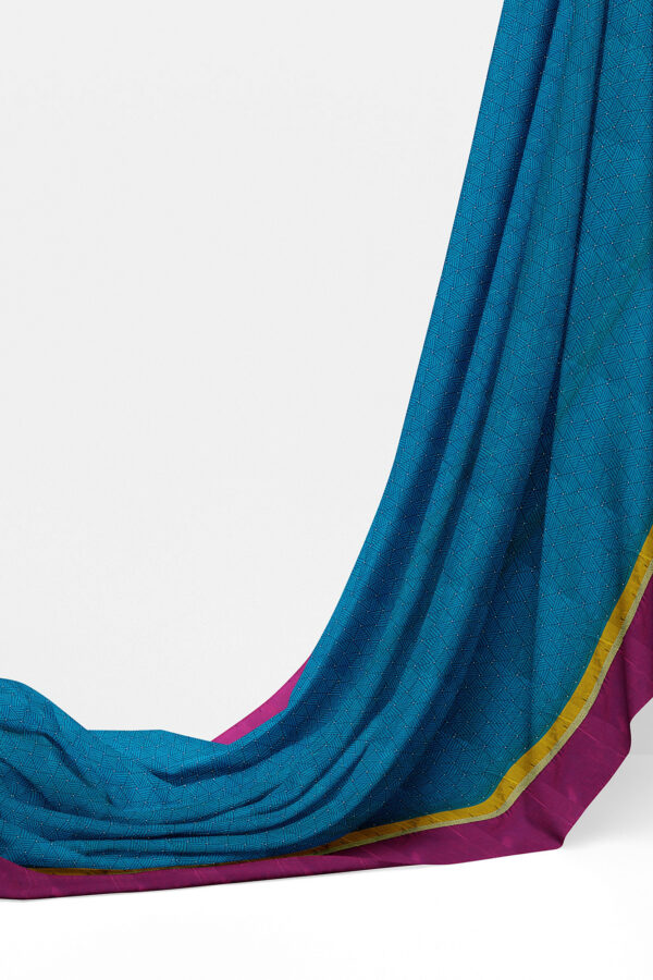 sri kumaran stores semi silk cotton printed blue saree with purple border 3