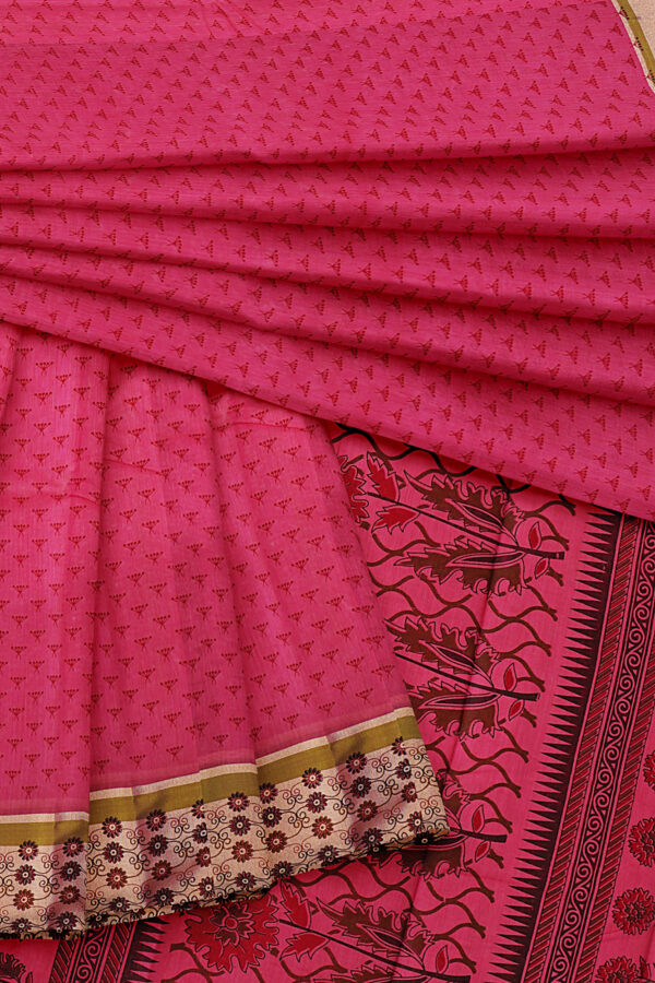 sri kumaran stores semi silk cotton printed pink saree with floral border 5
