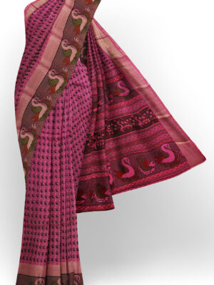 sri kumaran stores semi silk cotton printed purple saree with design border 1