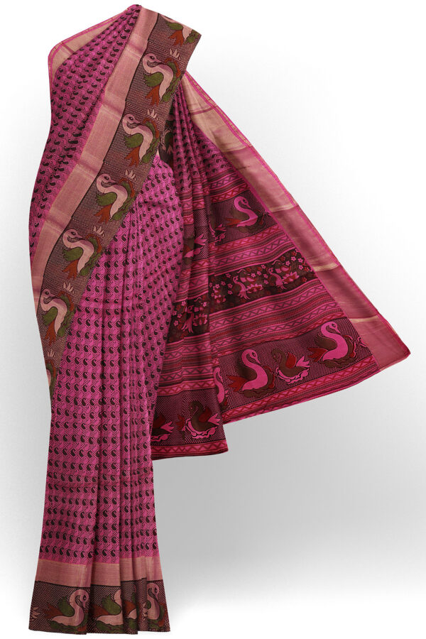 sri kumaran stores semi silk cotton printed purple saree with design border 1