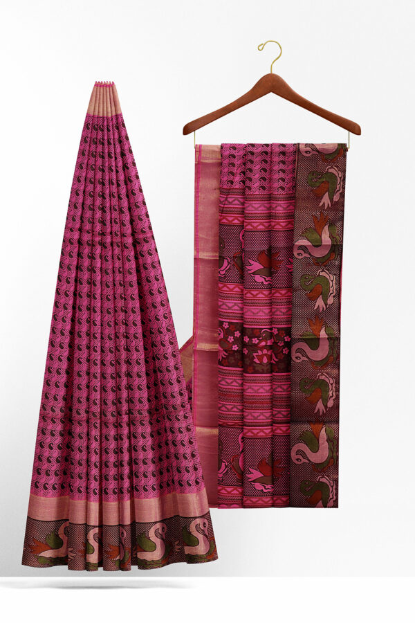sri kumaran stores semi silk cotton printed purple saree with design border 2
