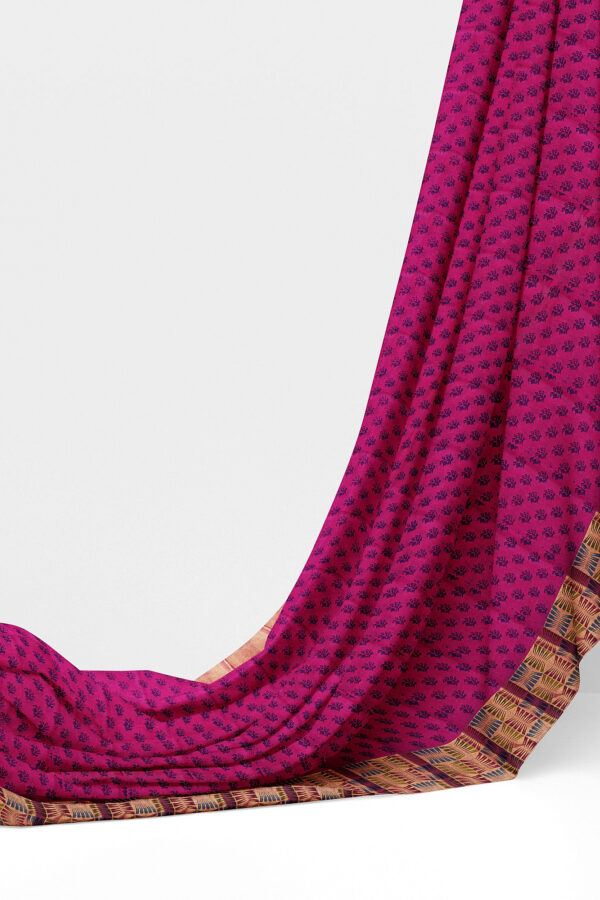 sri kumaran stores semi silk cotton printed purple saree with golden border 1 3