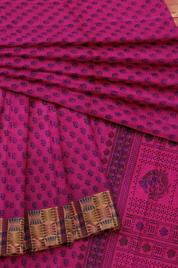 sri kumaran stores semi silk cotton printed purple saree with golden border 1 5