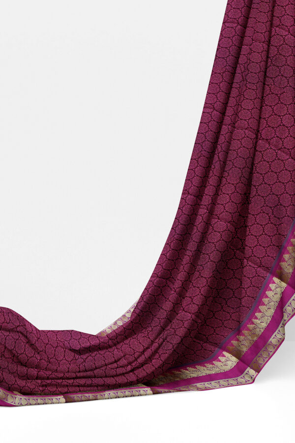 sri kumaran stores semi silk cotton printed violet saree with golden border 3