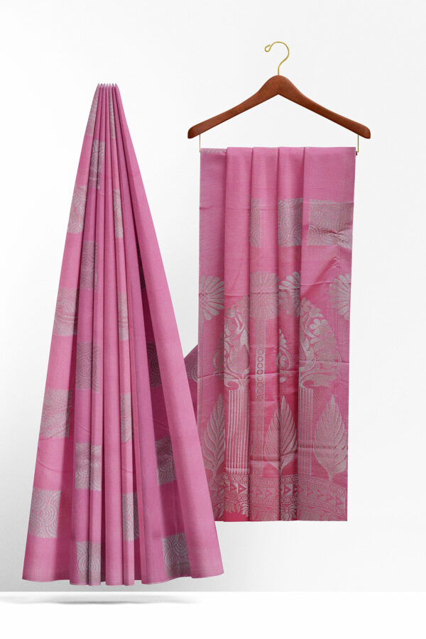 sri kumaran stores semi silk cotton saree baby pink saree with baby pink border 2