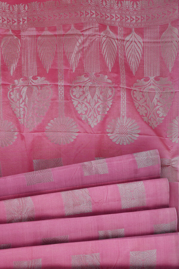 sri kumaran stores semi silk cotton saree baby pink saree with baby pink border 4