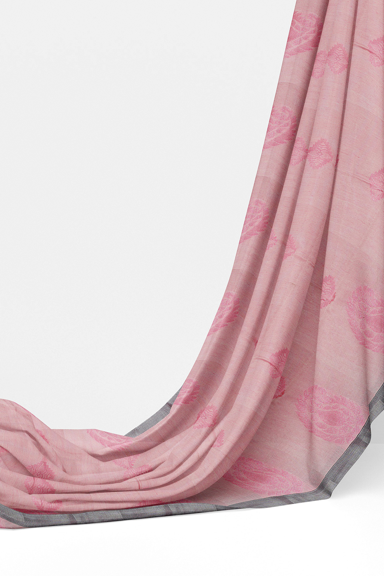 sri kumaran stores semi silk cotton saree baby pink saree with grey border 3