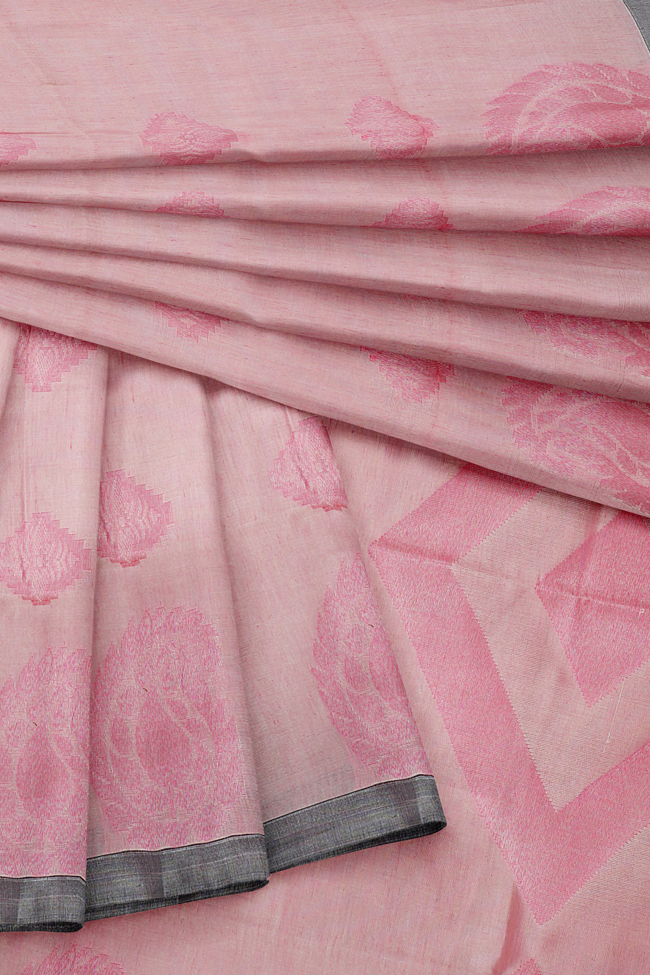 sri kumaran stores semi silk cotton saree baby pink saree with grey border 5