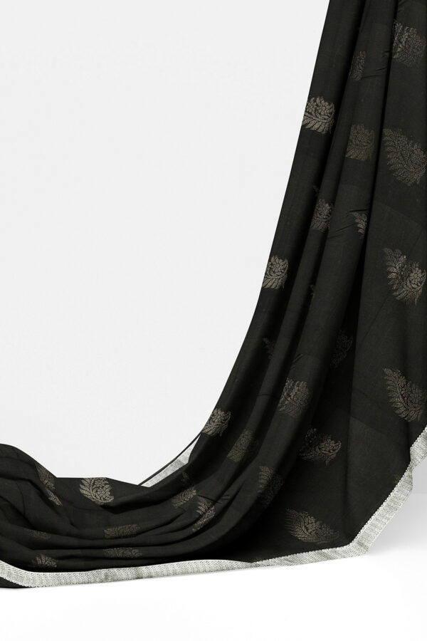 sri kumaran stores semi silk cotton saree black saree with silver border 3