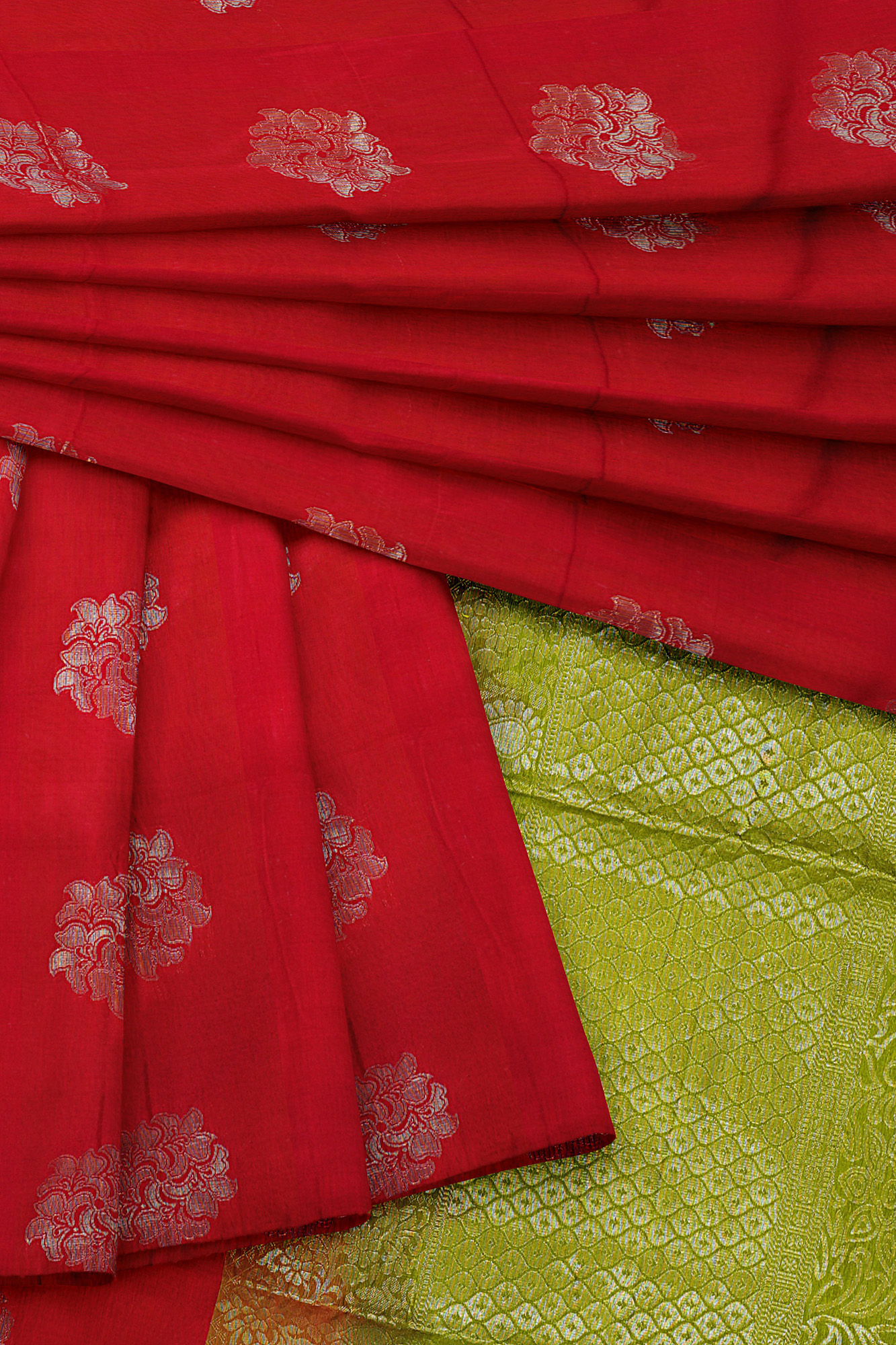 sri kumaran stores semi silk cotton saree bright red saree with red border 5