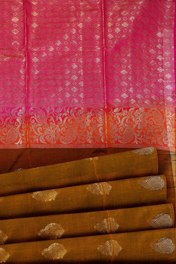 sri kumaran stores semi silk cotton saree brown saree with brown border 4