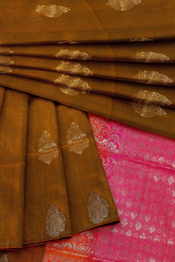 sri kumaran stores semi silk cotton saree brown saree with brown border 5
