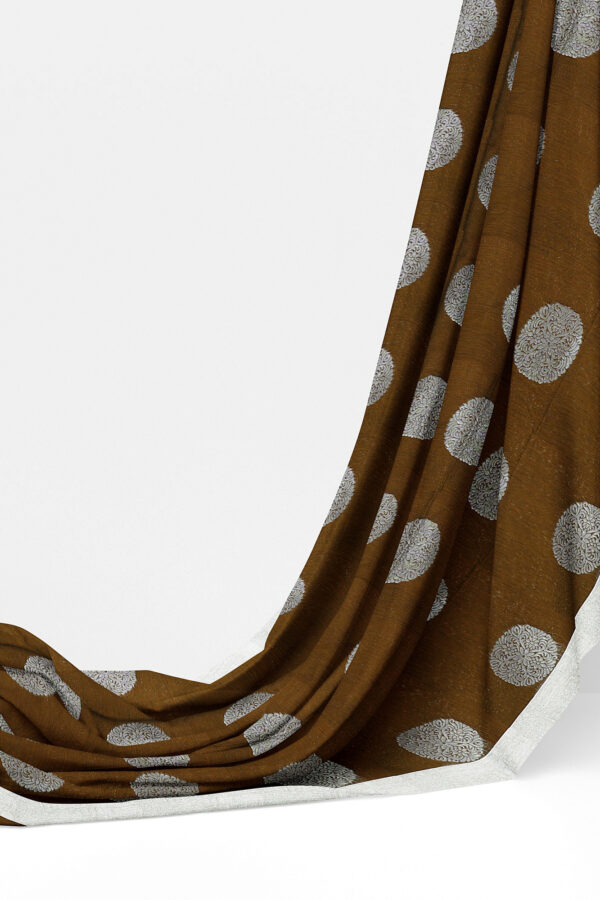 sri kumaran stores semi silk cotton saree brown saree with silver border 3
