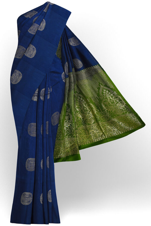 sri kumaran stores semi silk cotton saree dark blue saree with blue border 1