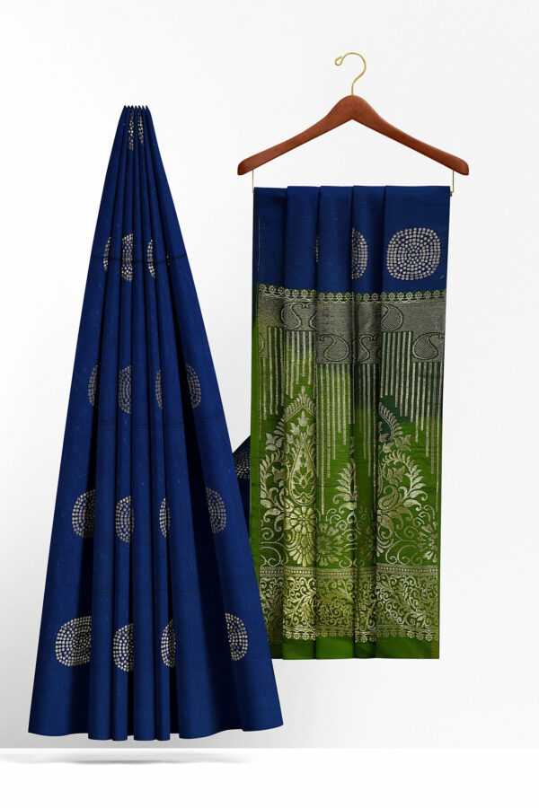 sri kumaran stores semi silk cotton saree dark blue saree with blue border 2