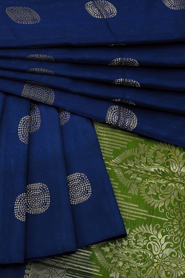 sri kumaran stores semi silk cotton saree dark blue saree with blue border 5