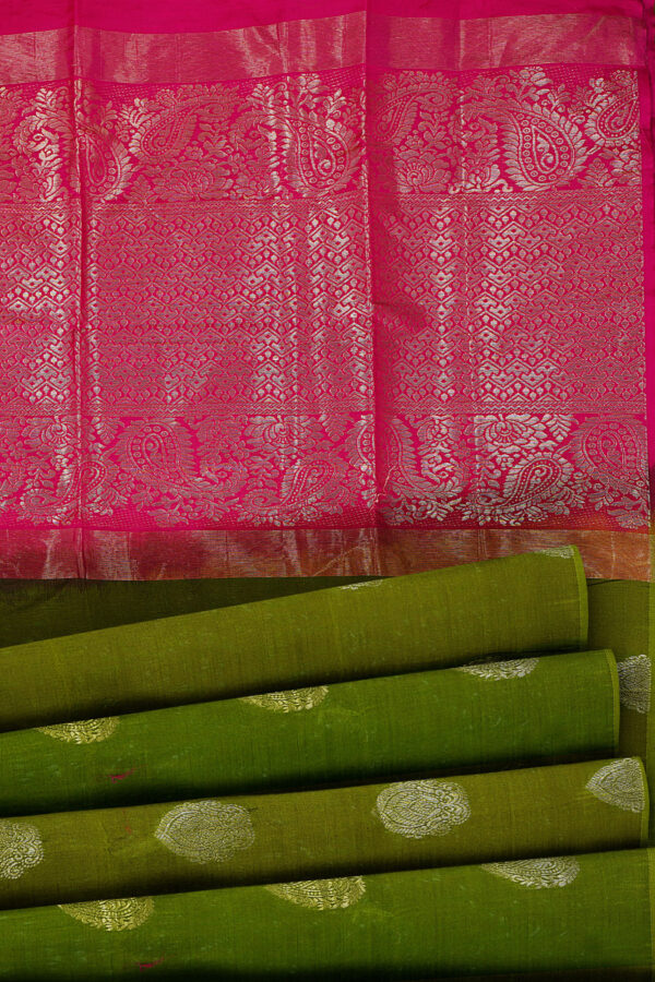 sri kumaran stores semi silk cotton saree dark green saree with green border 4