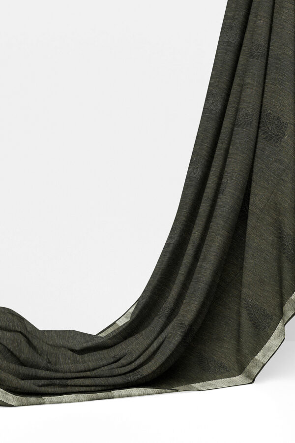 sri kumaran stores semi silk cotton saree dark grey saree with silver border 1 3