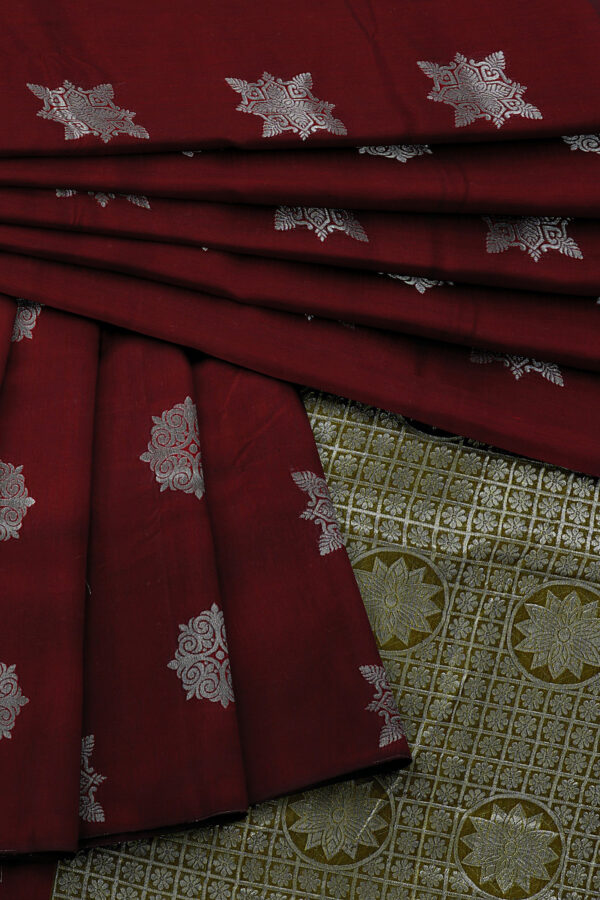sri kumaran stores semi silk cotton saree dark maroon saree with dark maroon border 5