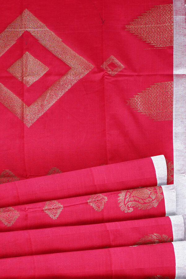 sri kumaran stores semi silk cotton saree dark pink saree with white border 4