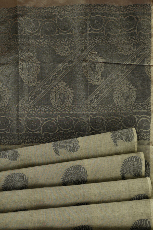 sri kumaran stores semi silk cotton saree faded grey saree with white border 4