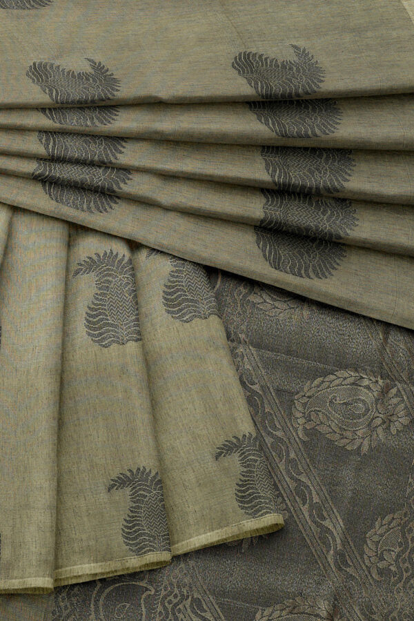 sri kumaran stores semi silk cotton saree faded grey saree with white border 5