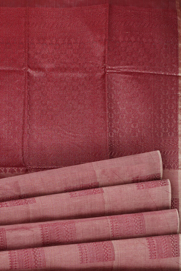 sri kumaran stores semi silk cotton saree faded pink saree with pink border 4