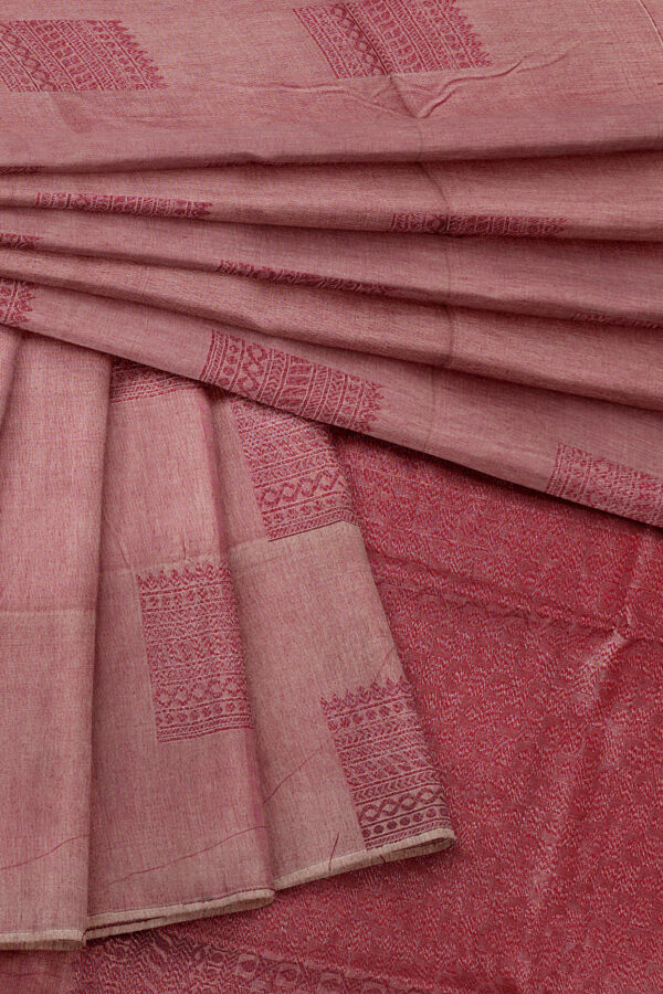 sri kumaran stores semi silk cotton saree faded pink saree with pink border 5