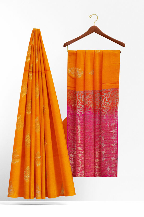 sri kumaran stores semi silk cotton saree golden yellow saree with yellow border 2